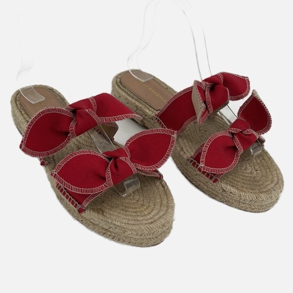 Loeffler Randall Daisy Two Bow Espadrille Sandal in Bright Red - Size 39 - Picture 2 of 9
